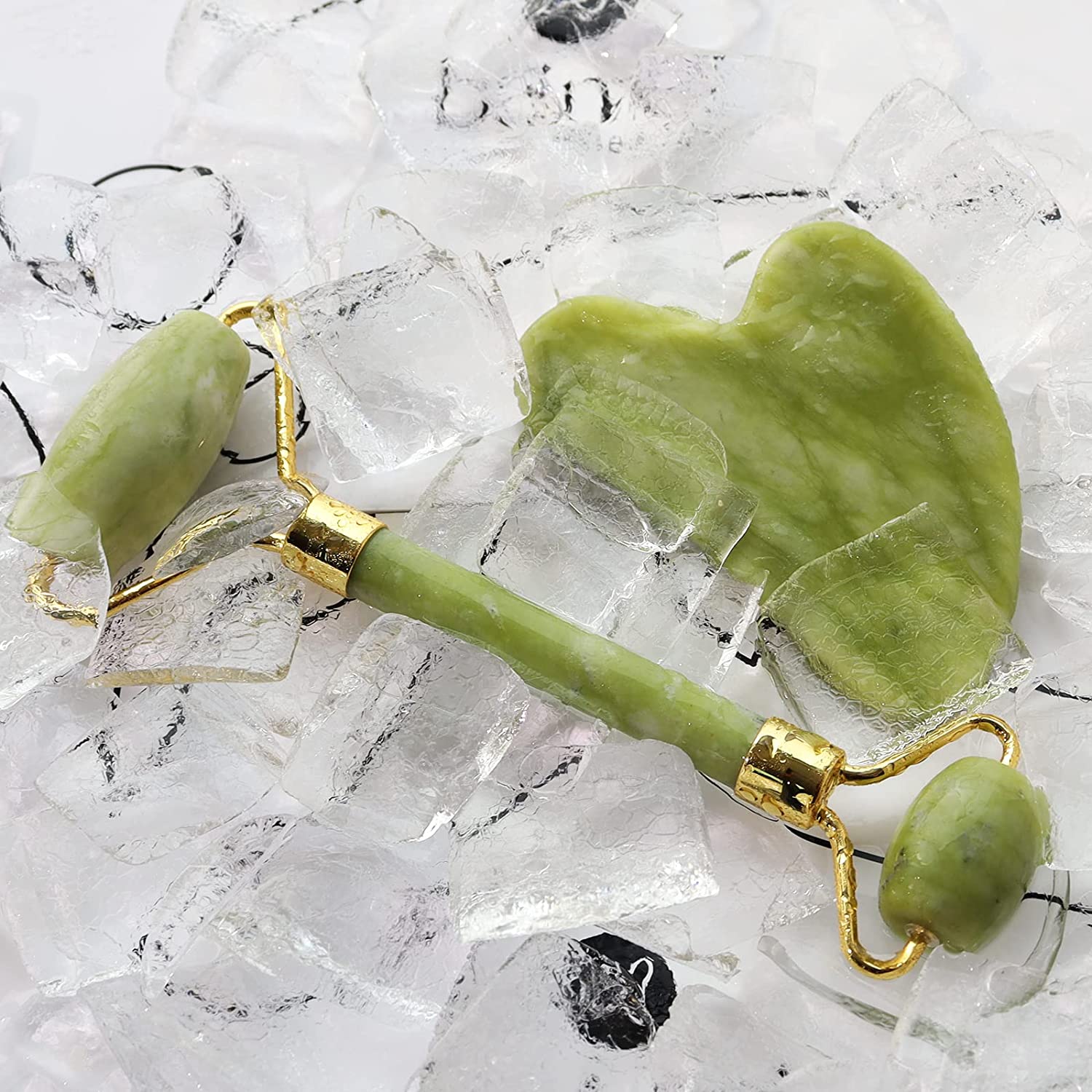 BAIMEI Jade Roller & Gua Sha Set Face Roller and Gua Sha Facial Tools for Skin Care Routine and Puffiness-Green - Image 7